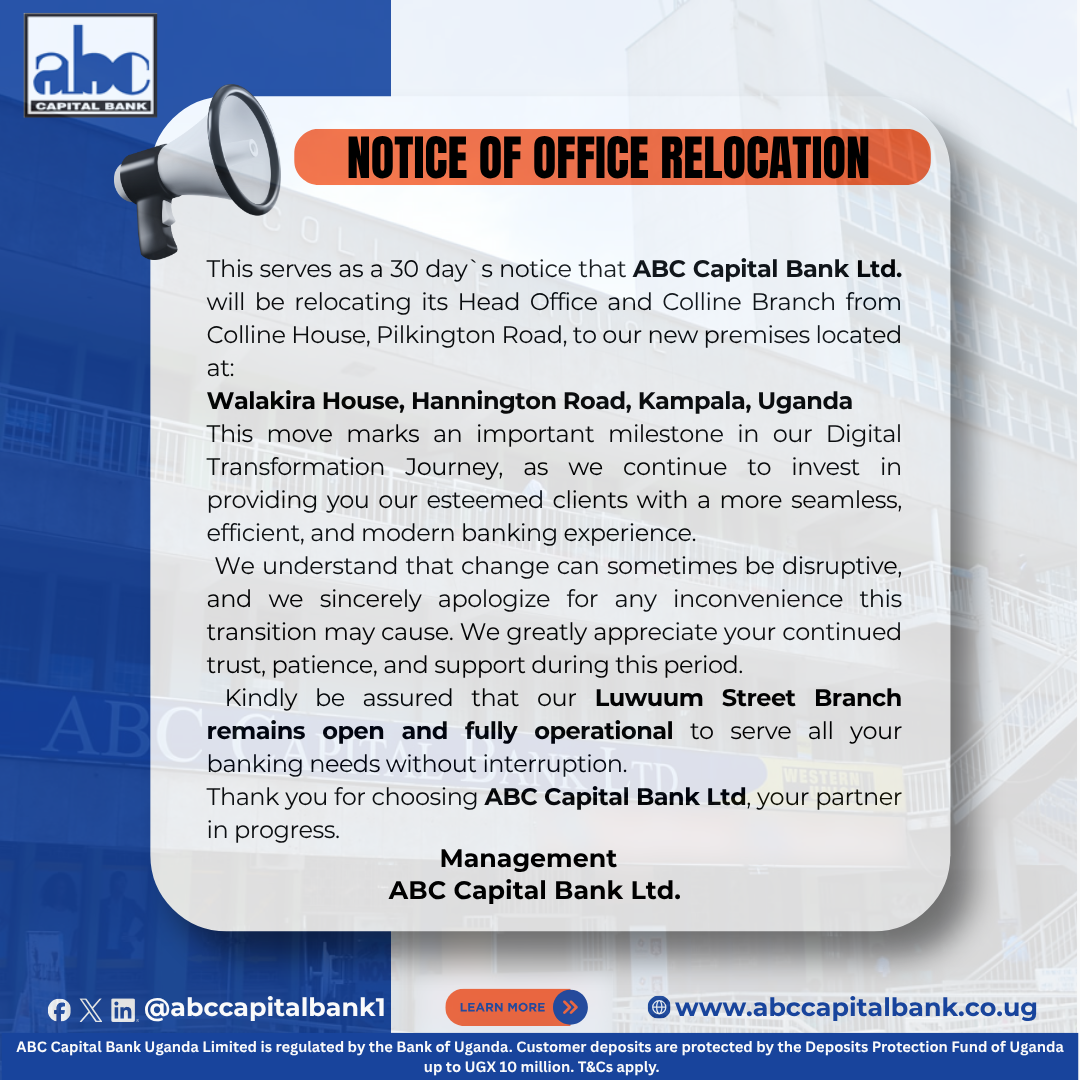 NOTICE OF OFFICE RELOCATION